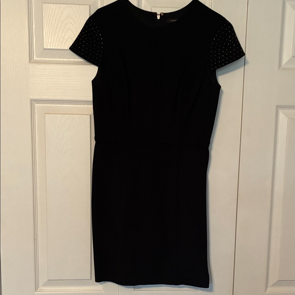 Cynthia Steffe Black Mini Dress with Embellished Sleeves